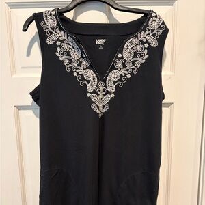Lands' End Black and White Embroidered beach cover up